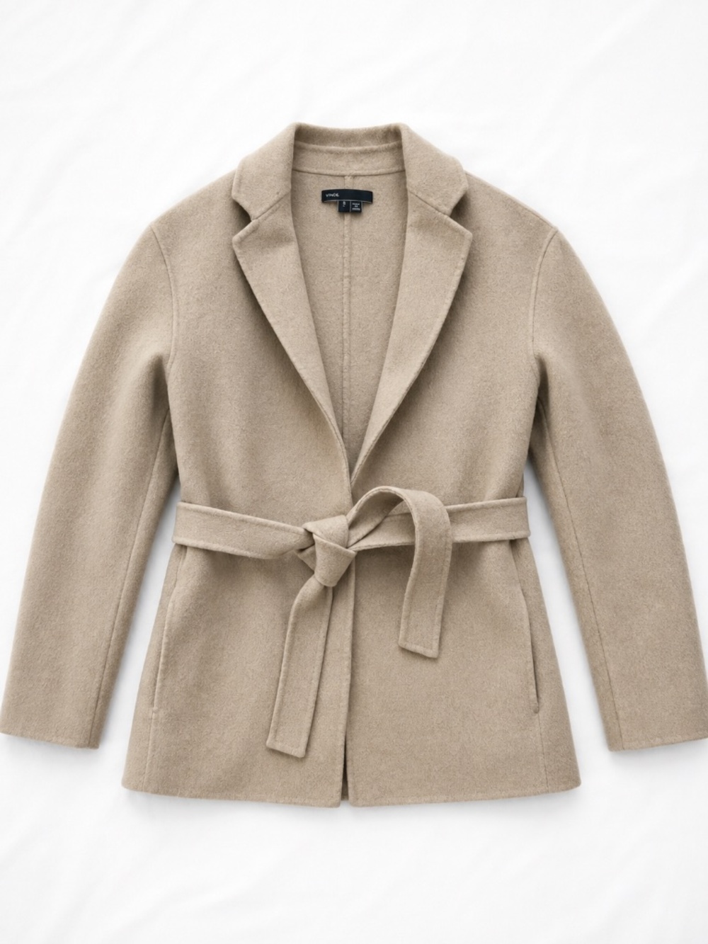 Vince Belted Wool Blend Wrap Coat Small